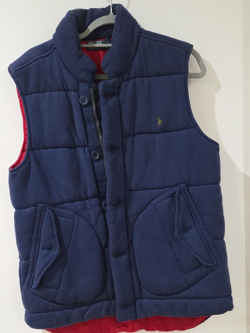 Polo by Ralph Lauren Navy Quilted Puffer Vest with Red Lining